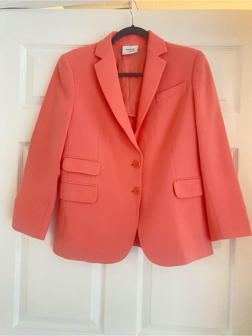 Akris Punto Coral-Orange Single-Breasted Blazer